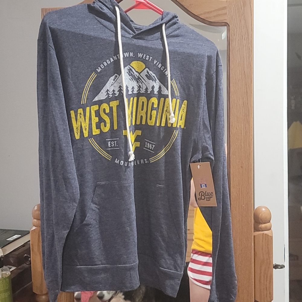 Long sleeved, hooded WV shirt